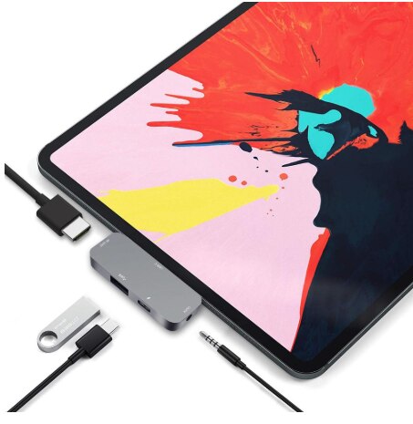 Hub USB C pour iPad Pro & MacBook Pro/Air - Adaptateur 7-en-1 avec HDMI, PD, USB 3.0, Lecteur Carte SD/TF, Audio 3,5mm: Moyeu 4 in 1