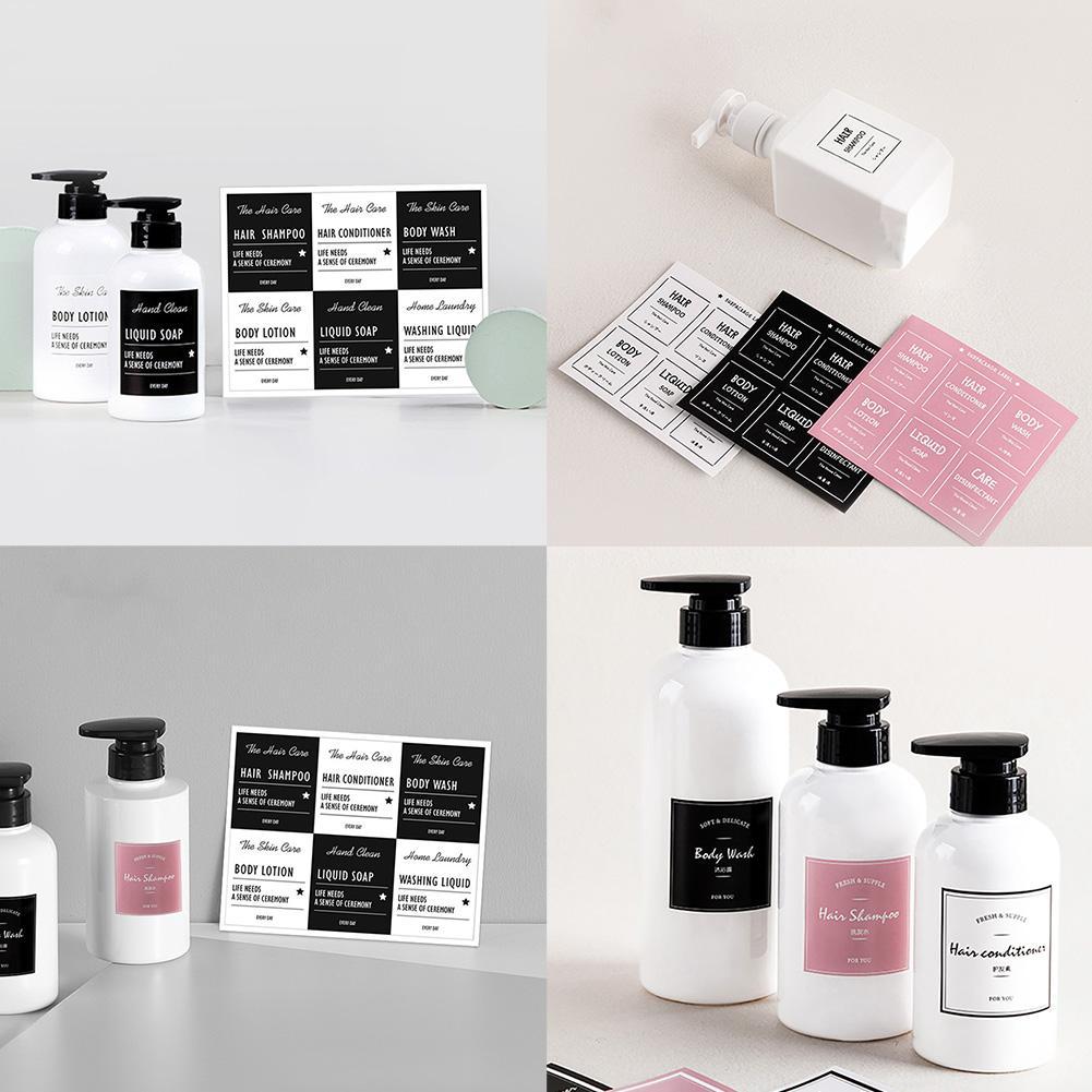 2/3pcs Soap Bottle Label Sticker Set Nordic Style Bathroom Shampoo Lotion Soap Dispenser Labels Waterproof Self-adhesive Sticker