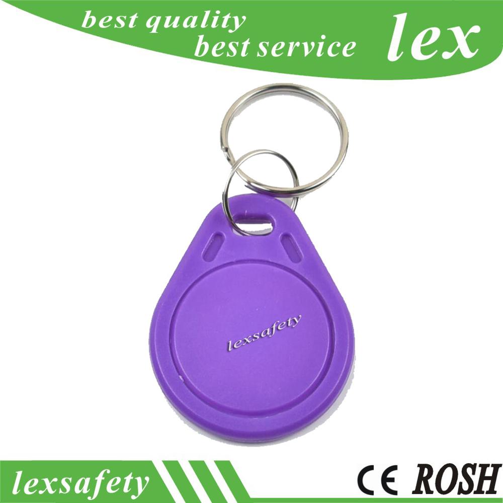 100pcs/bag RFID key fobs 125KHz EM4305 proximity ABS tags read and write rewritable duplicator copier access control: purple