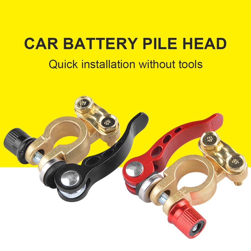 1Pair Quick Disconnect Car Battery Terminal Brass Cable Post Terminal Quick Release Shut-Off Connectors