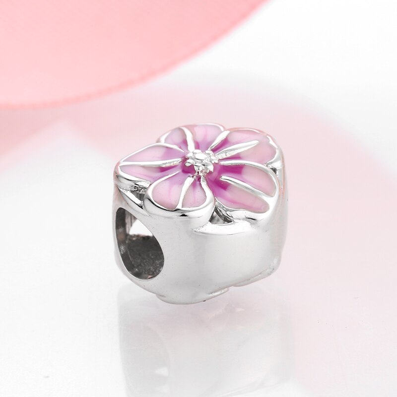 Liebe natur 925 Sterling Silber tiefe rosa luxus blume runde feine perlen passen Original JIUHAO Charme Armbinde Schmuck machen