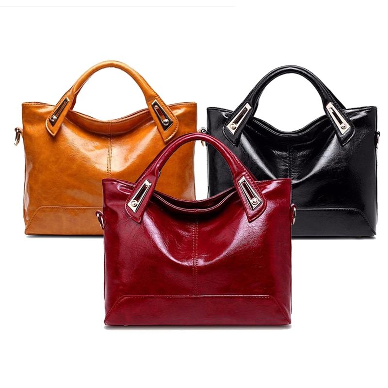 Women Oil Wax Leather Handbags Shoulder Bags Ladies Handbags brand PU leather women bags WLHB1398