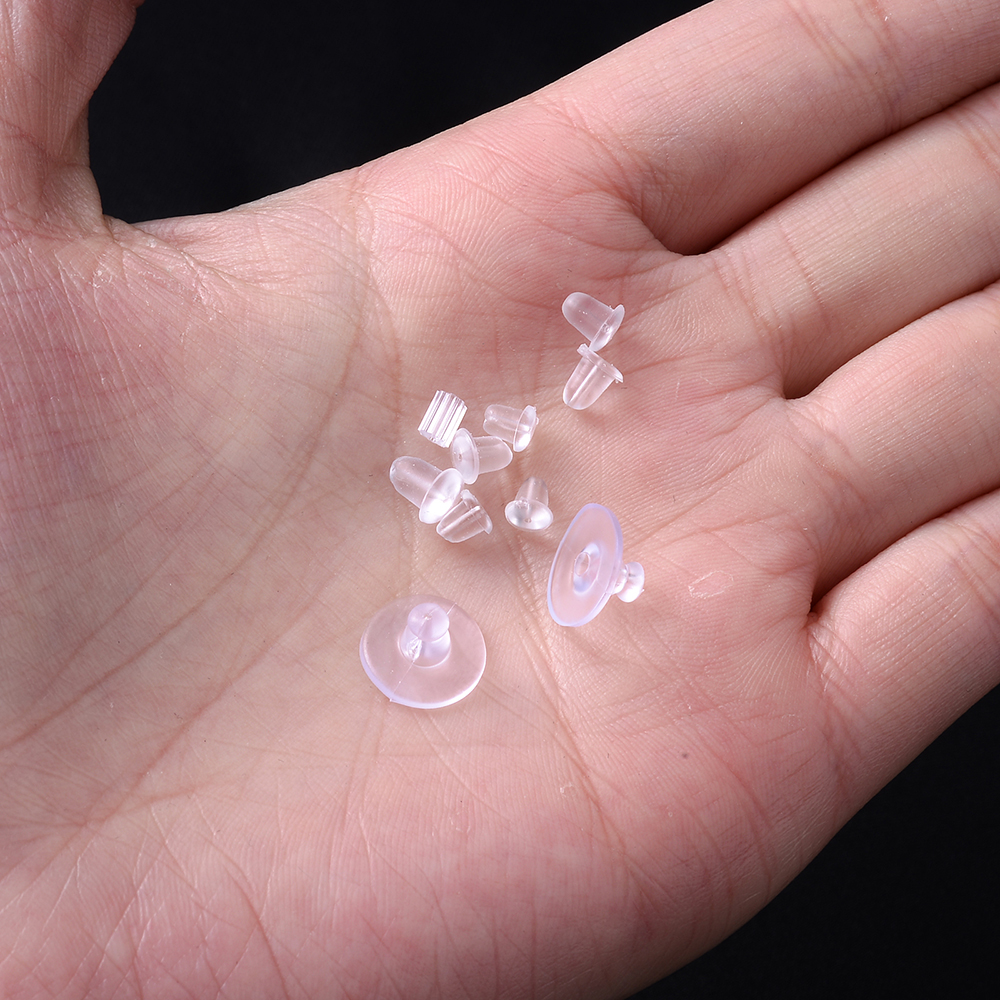 iYOE 500pcs Transparent Soft Silicone Rubber Earring Back Ear Stopper Clasp For Making Earring DIY Jewelry Findings