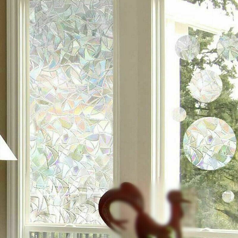 3D Window Film Rainbow Reflective Decorative Privacy Static Clings Glass Sticker
