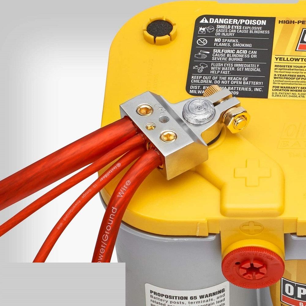InstallGear 0/4/8/10 Gauge Battery Terminals with Shims Positive and Negative AMP Car Battery Terminal