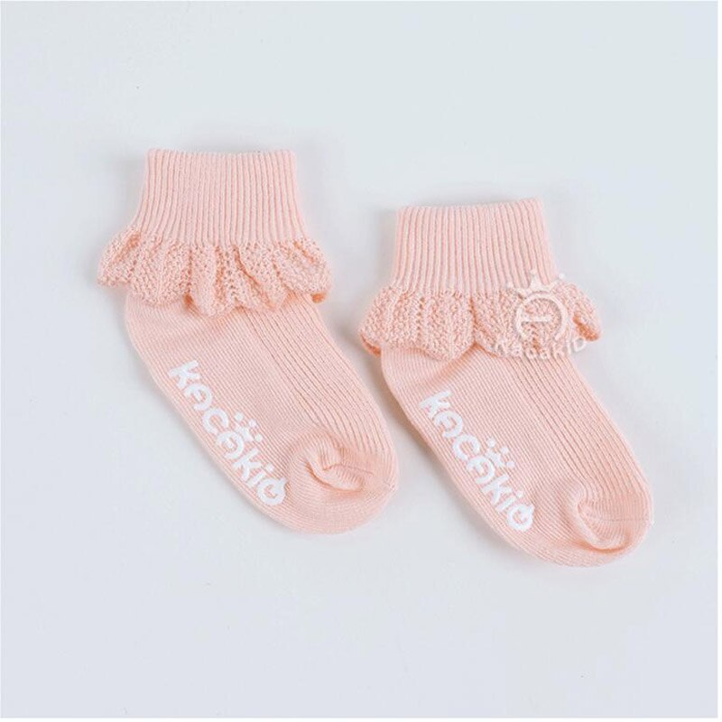 Candy Kleur Kant Meisje sokken kids Prinses sokjes katoen Zomer Sokken Pasgeboren Kinderen calcetines: pink / 0 to 24m