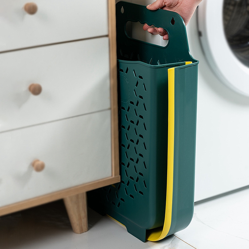 Wall Mounted Laundry Basket Foldable Clothes Storage Basket Bathroom Hollow Laundry Hamper Dirty Clothes Sundries Organizer