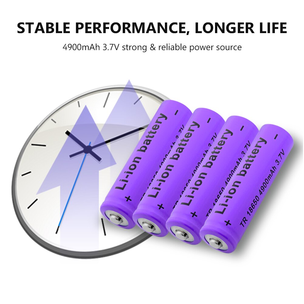 Rechargeable 18650 Battery 3.7V 4900mAh Li-Po Lithium Li-polymer Li-ion Replacement Batteries For LED Flashlight Torch