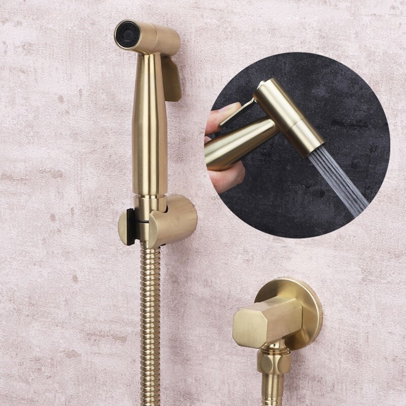 Toilet bidet kranen borstel goud messing enkele koude badkamer douche blaasgevoede spuitpistool sproeier bidet kranen badkamer hardware kranen