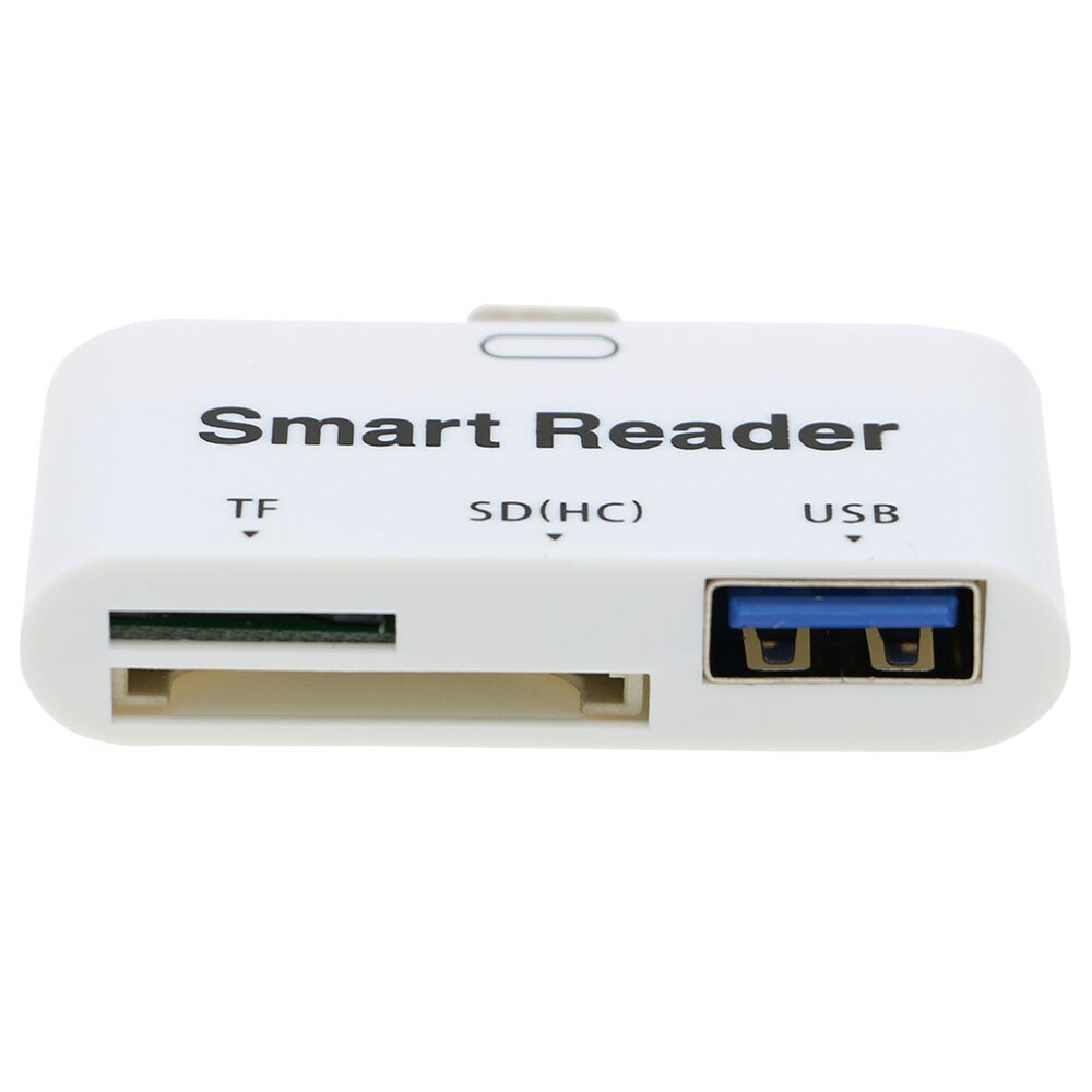 Type C 3 en 1 USB 2.0/TF/SD (HC) Slot vers OTG lecteur de carte à puce adaptateur convertisseur couleur blanche