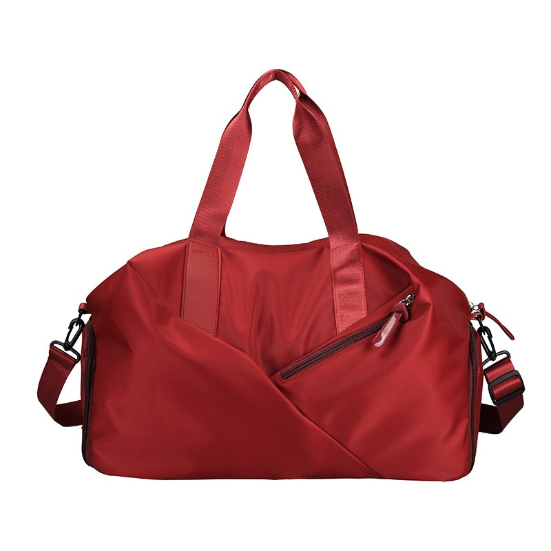 Luggage bag portable travel bag multi function independent shoe position dry wet separation waterproof exercise fitness bag: red