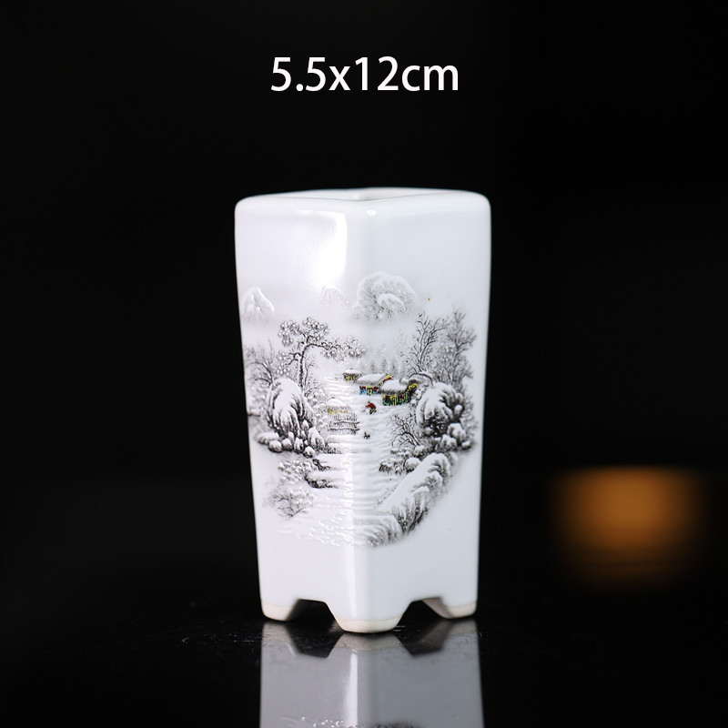 Kina yixing keramisk blomsterpotte innendørs dekorasjon kinesisk landskapsmaleri vase skrivebord pustende grønnsaker bonsaipotter: Plomme