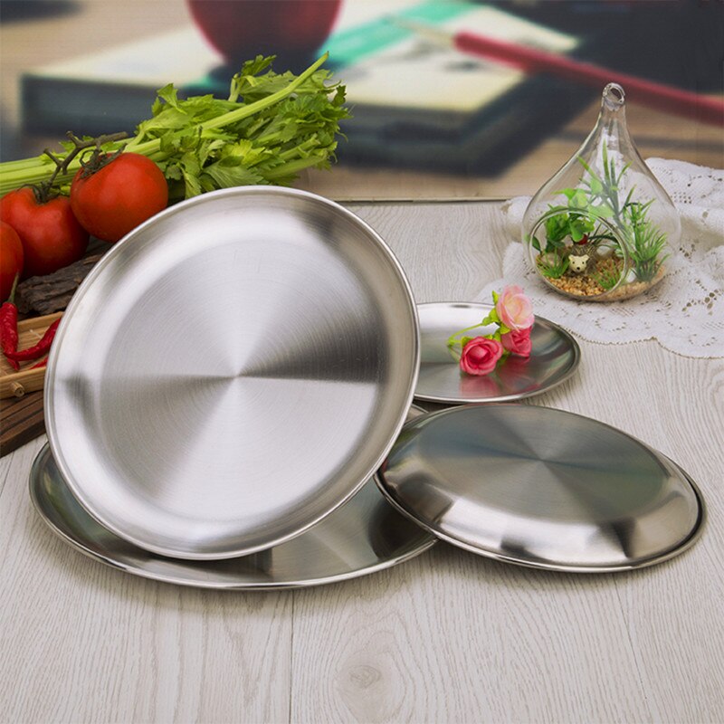 multiple sizes stainless steel kitchen plate set