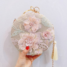 luxuriöse Retro quaste abend kupplung tasche handgemachte stickerei blume runde abendessen tasche Geldbörse Tag hochzeit Handtaschen M1350