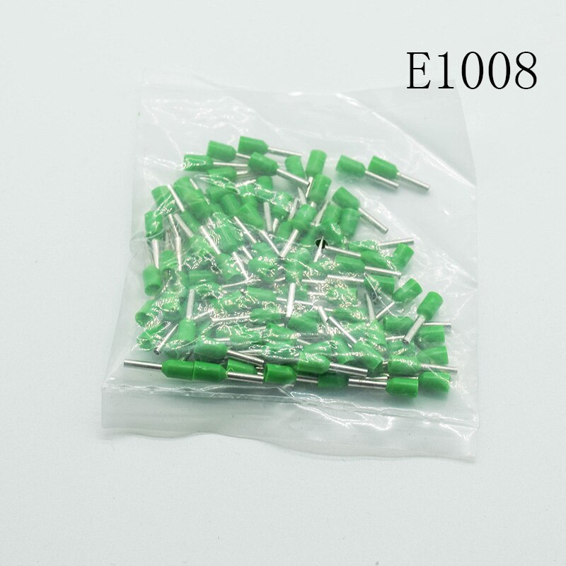 E1008 Tube insulating Insulated terminals 1MM2 Cable Wire Connector Insulating Crimp Terminal Connector 100PCS/Pack: green 100pcs