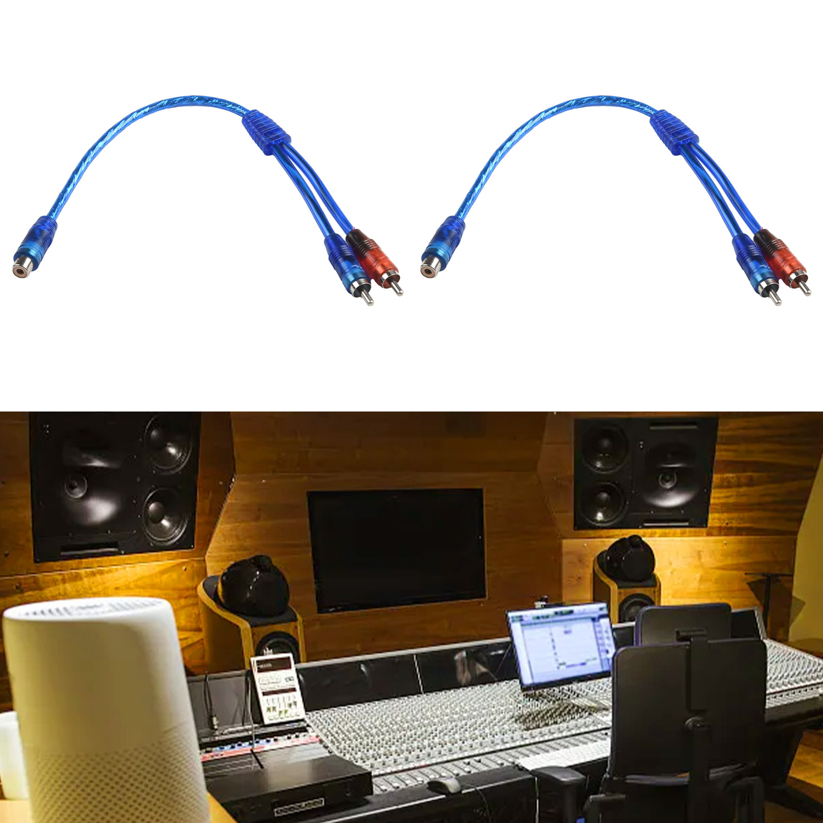Adaptateur séparateur «Y» câble Audio RCA pour ordinateur, 1 femelle à 2 mâles, câbles de 12 pouces pour Audio domestique, 2 pièces