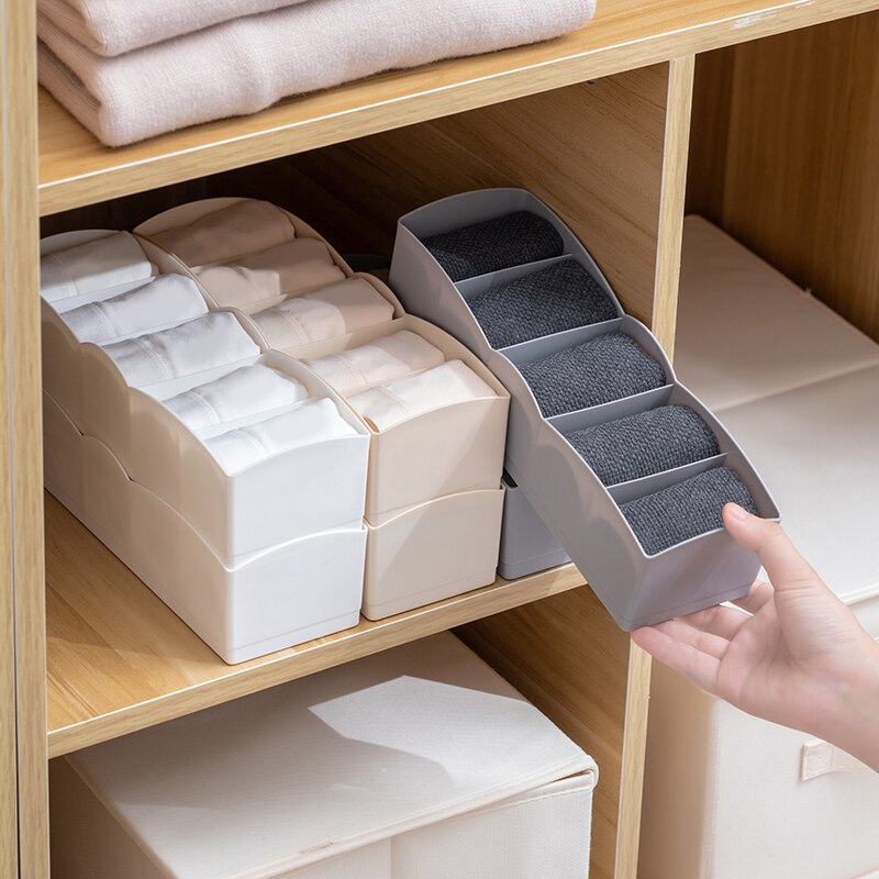 Fowecelt 5 Grids Lade Organizer Ondergoed Kleding Organizer Box Closet Organizer Stropdassen Sokken Shorts Bra Desk Organizer