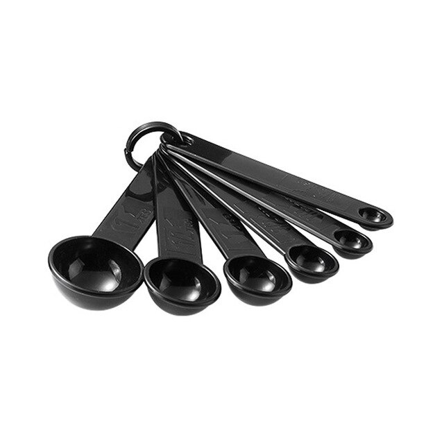 5/6/11Pcs Kitchen Measuring Tools Set Plastic Measuring Spoons Teaspoon Sugar Scoop Cooking Baking Cake Flour Measuring Cups: 6Pcs Spoon Black
