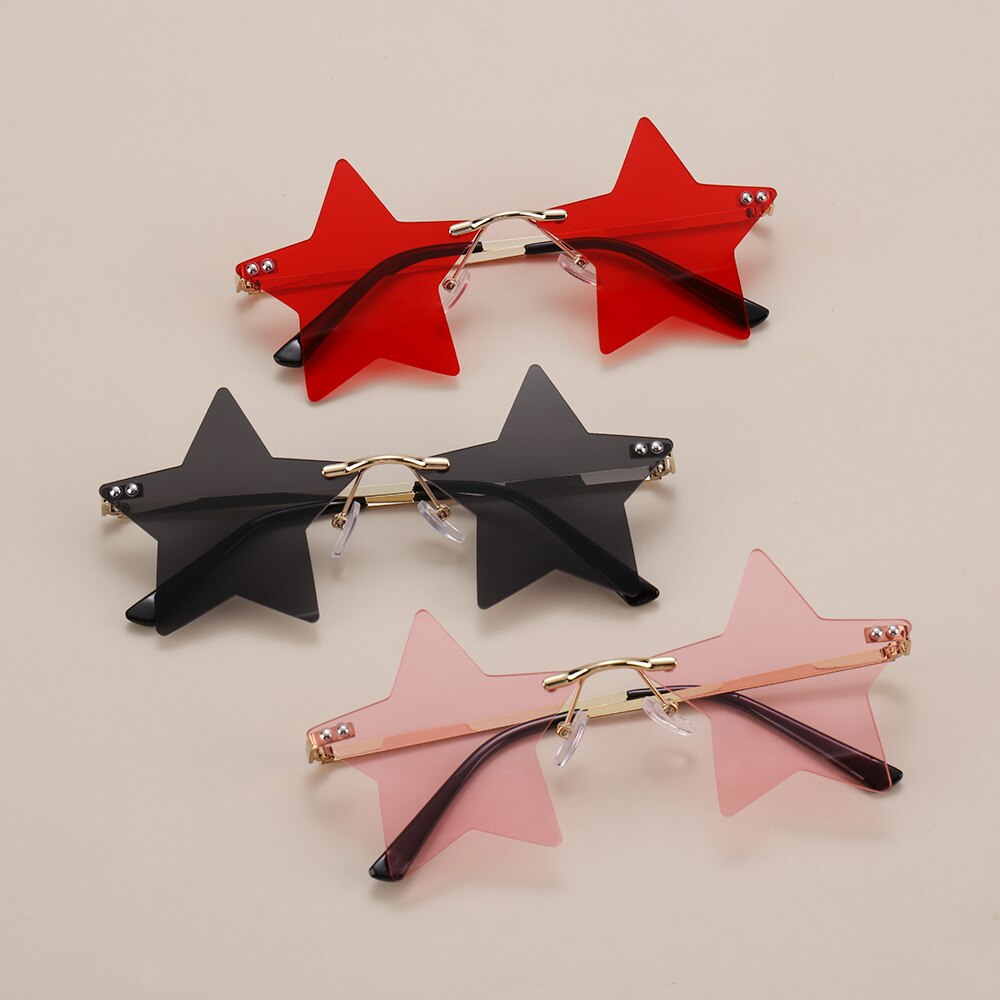 Gafas de sol clásicas con forma de estrella para hombre y mujer, lentes de sol sin montura, transparentes, a la , color océano