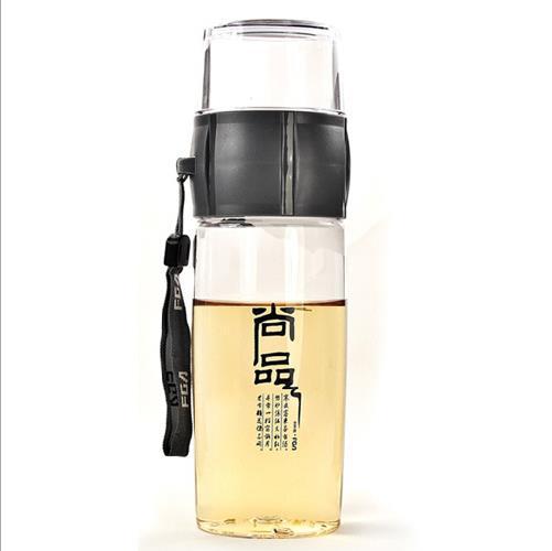 Botella de agua deportiva de plástico de 400ML, botella de infusión de té, tetera portátil de kungfú, colador de té chino para viajes al aire libre, gimnasio y Fitness: gray