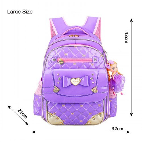 Mochilas escolares de estilo coreano para niñas, morral escolar de princesa para libros: Large Purple