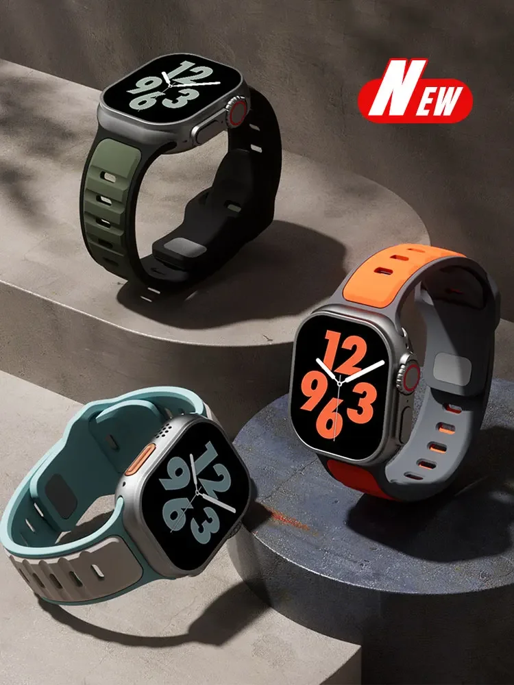 Silicone Strap for Apple watch ultra2 band 49mm Series 10 46mm correa Sport bracelet iwatch 9 8 7 6 5 SE 42-45mm 44mm