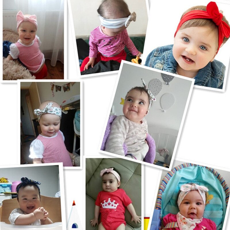 3Stck Elastische freundlicher Stirnband Nette Blumen- Bogen Baby stirnbänder Mädchen Haar zubehör Kaninchen Ohren haar Bands accessoire