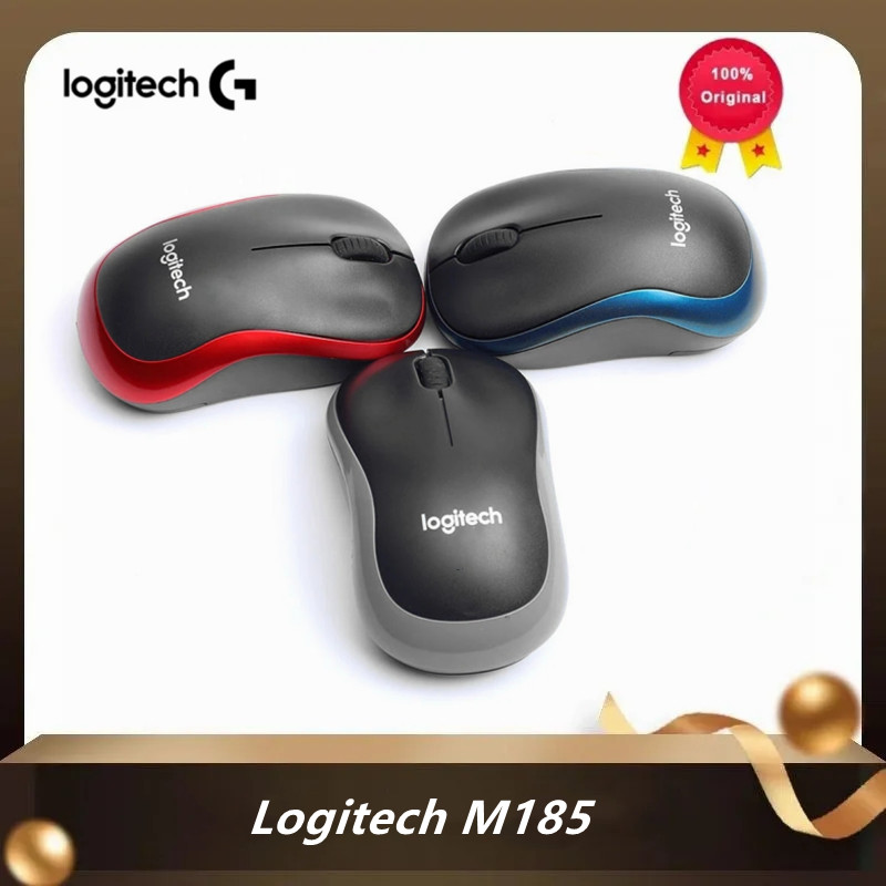 Original logitech  m185 trådlös mus 2.4 ghz 1000 dpi 3 knappar tyst spelmöss optisk navigation för pc/laptop-mus gamer