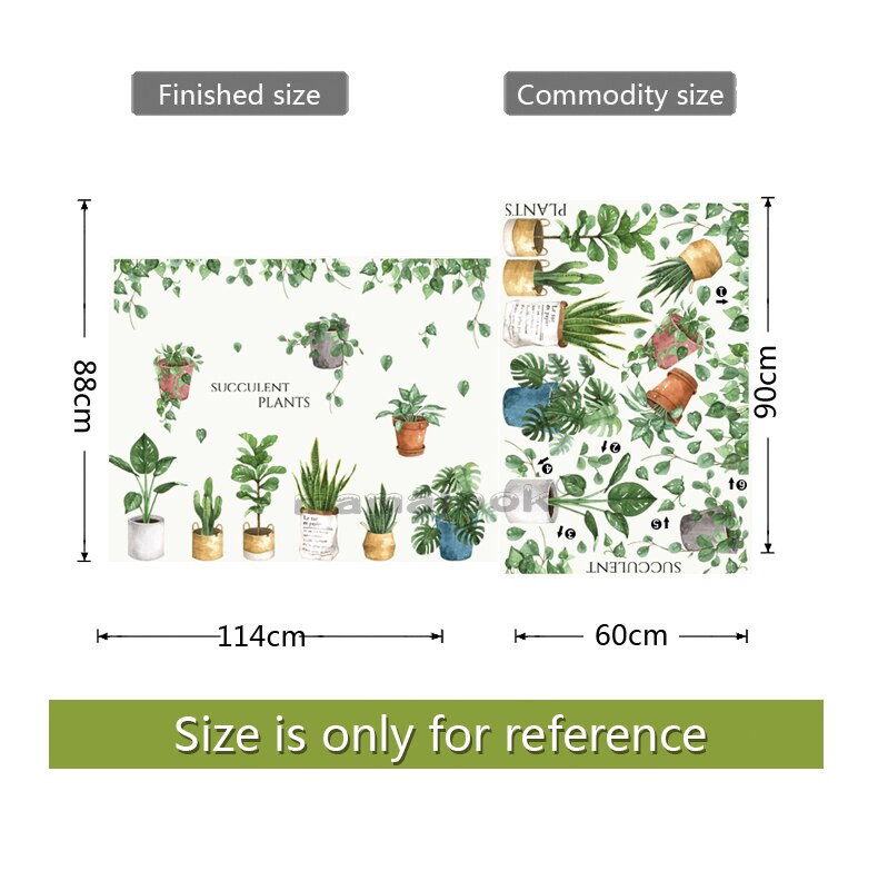 Zielony liść bonsai kwiat doniczkowy ściana roślin naklejki dekoracyjna naklejka Dom dekoracje kuchnia okno wystrój salonu naklejka