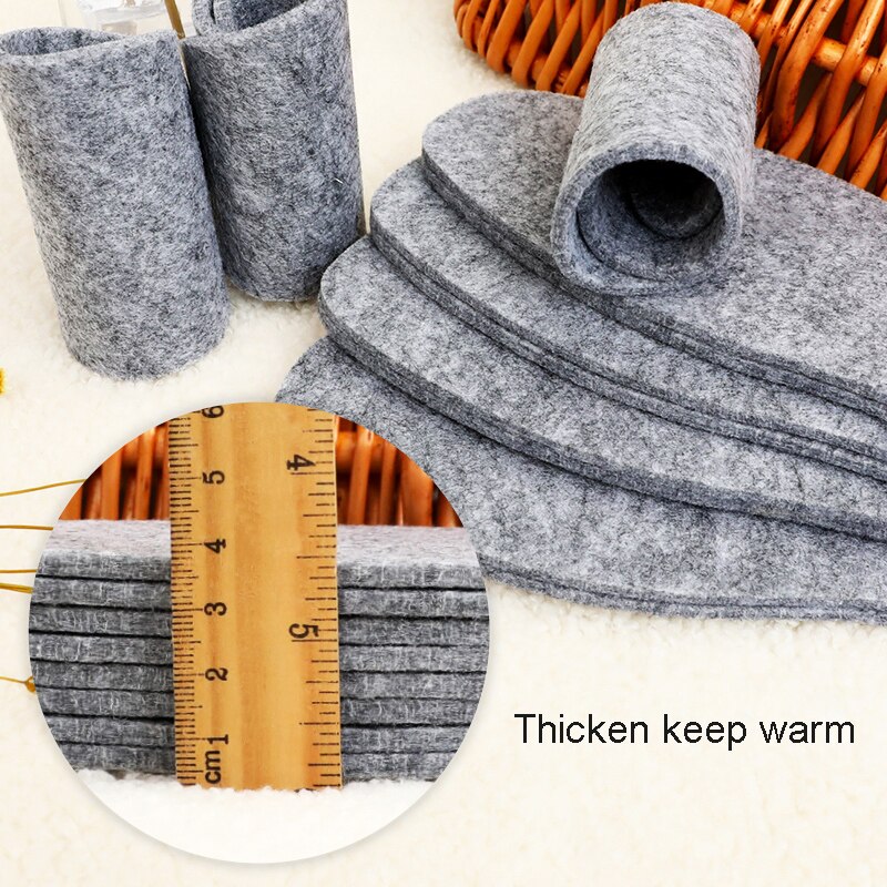 5 Pairs Thermal Wool Felt Insoles Thicken Warm Insole for Men Women Shoes Comfort Breathable Skin-friendly Shoe Inner Sole Pad