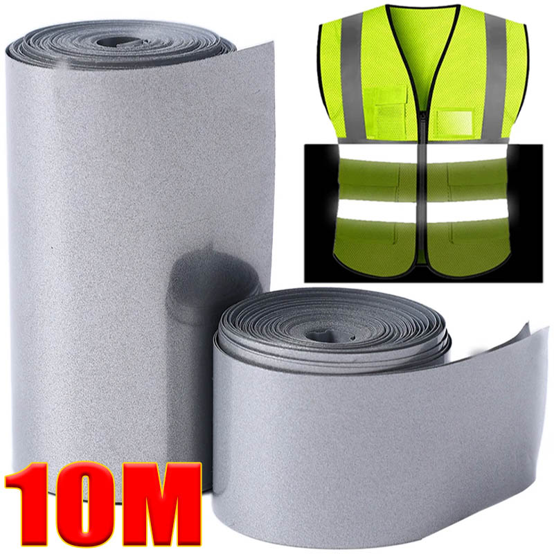 5/10M Reflective Heat Transfer Film Safety Reflector Sticker For Shoes Clothes Heat Decals Roadway Night Warning Strip Stickers