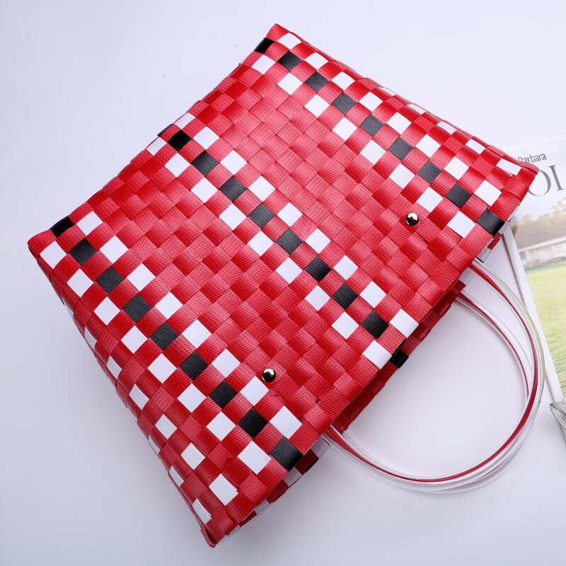 Wicker Basket Top-handle Bags Women Straw Rattan Woven Beach Handbag Totes For Female Leisure Shopping Bag