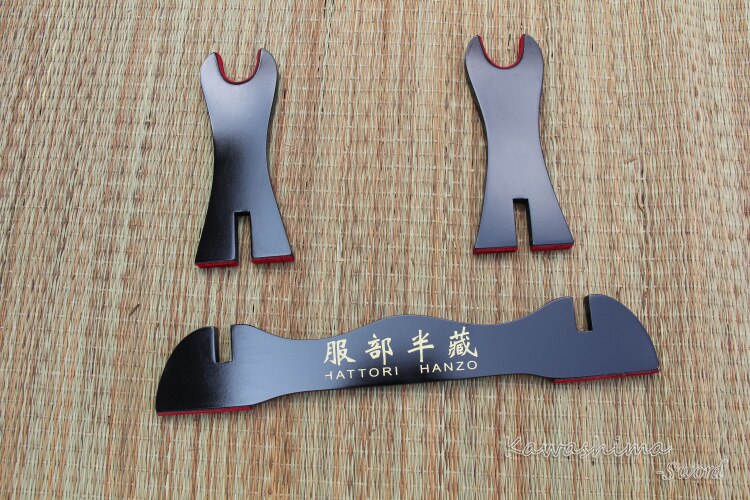 Wooden Sword Display Stand Black Glossy Lacquered-One layer