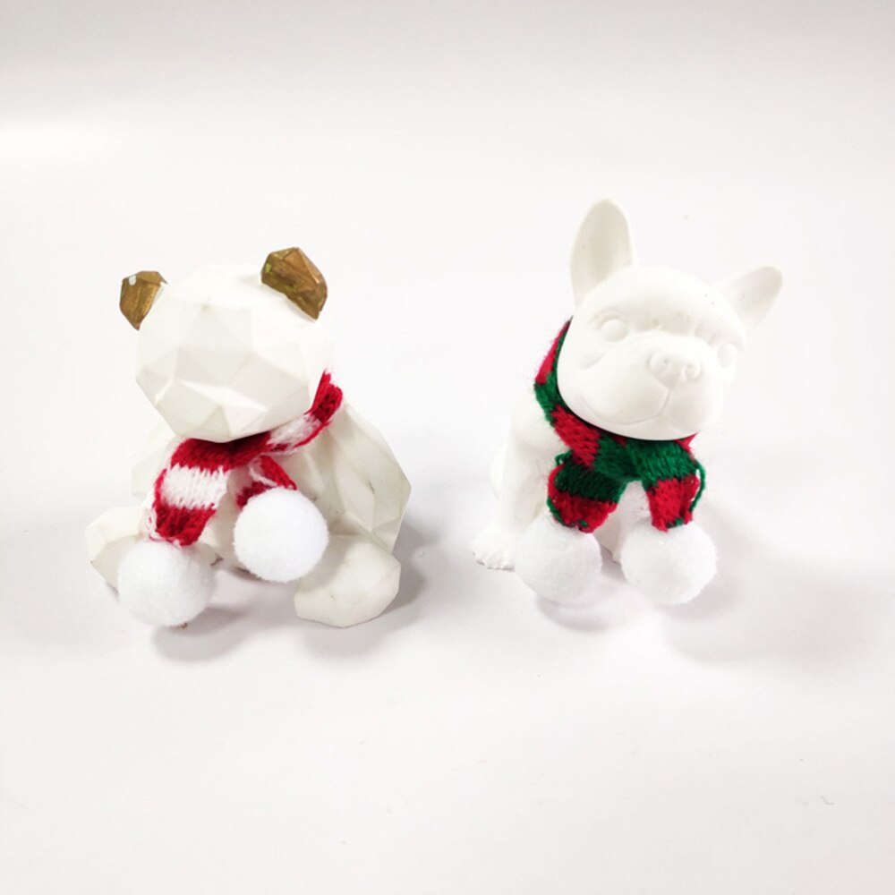 5 pièces 1x15cm noël Mini écharpe bricolage Hairball tricoté poupée vêtements accessoire vin bouteille foulard petit bonhomme de neige décor (rouge