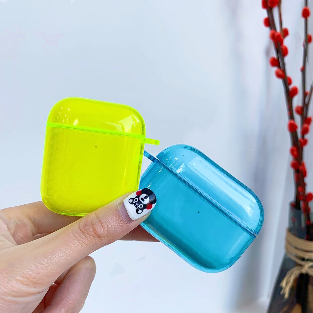 Transparent Fluorescence Color Earphone Cover For Apple AirPods Pro 3 Air Pods 2 Soft Silicone Fancy Case Clear TPU Accessories