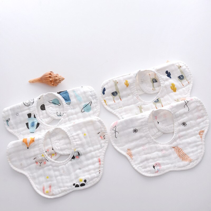 Enfants pétales bavoirs rotatifs huit couches mousseline coton infantile salive bavoirs alimentation soins poche de riz mignon bébé bavoirs serviettes