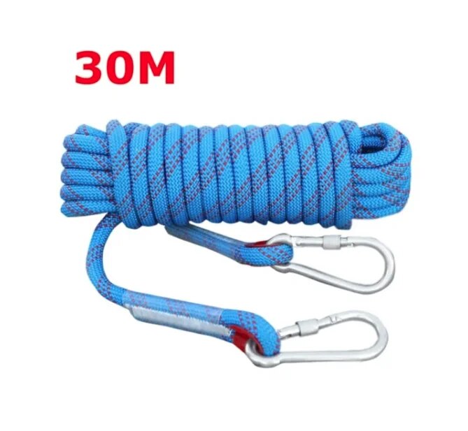 Tomshoo 10 mm Kletterseil, 10 m/20 m/30 m, statisches Rapelling-Seil für Höhle Außenbereich, für Feuerrettung, Sicherheit, Fluchtklettern, Zubehör: Licht Gelb
