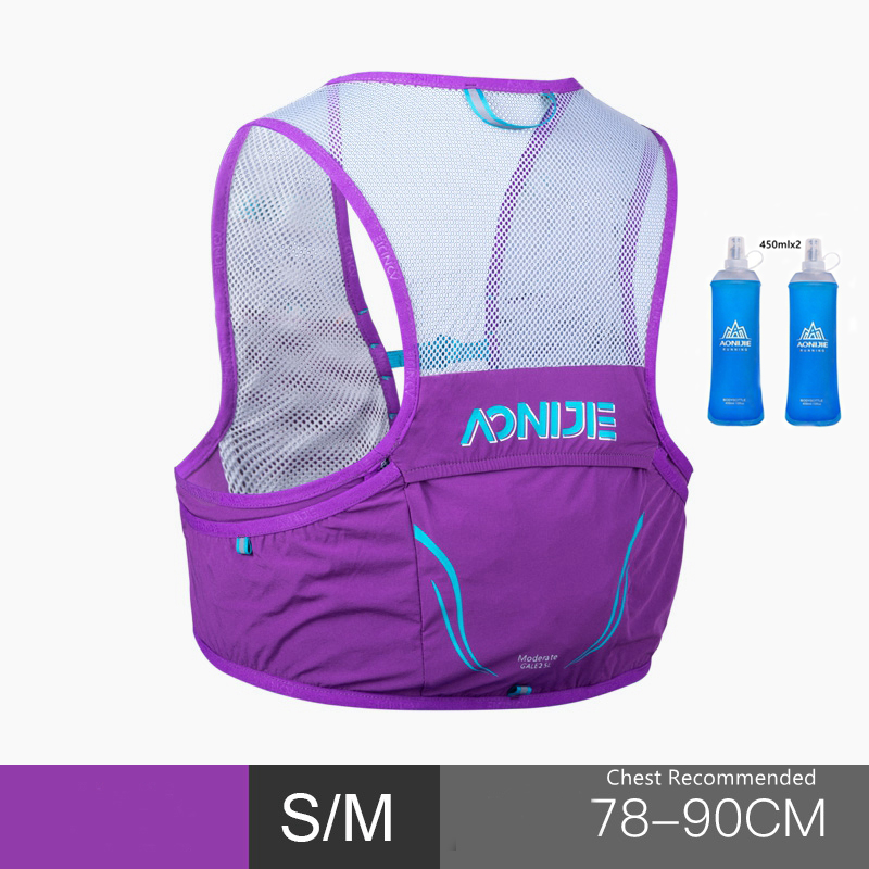 Aonijie 2.5L Ultralight Running Vest Outdoor Rugzakken Portable Hydration Pack Tassen Voor Camping Wandelen Fietsen Marathon C932S: SM Purple Bottles