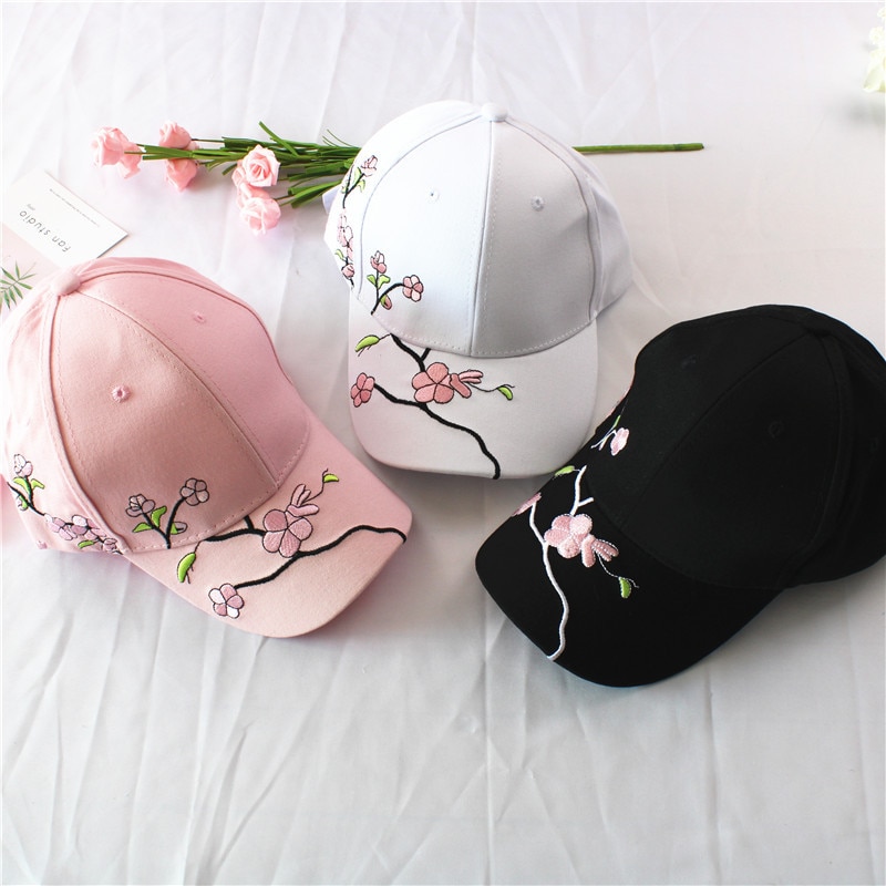 Flower Embroidery Women Baseball Caps Spring Summer Long Brim Sun Hats Female Snapback Hip Hop Cap Hat