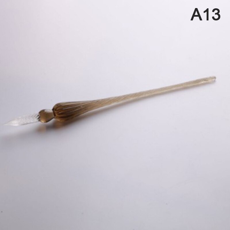 Vintage Handmade Glass Dip Signature Ink Fountain Pen Writing Tool Offices School Stationery With Box: Brown