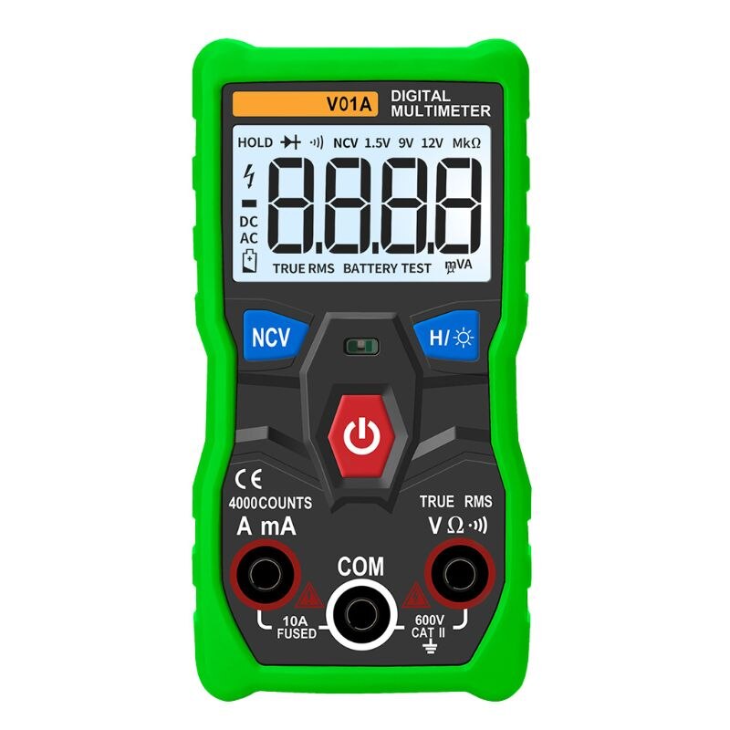 V01A Digitale Multimeter Auto Range True Rms Ncv Data Hold Backlight Zaklamp Y5GD: green