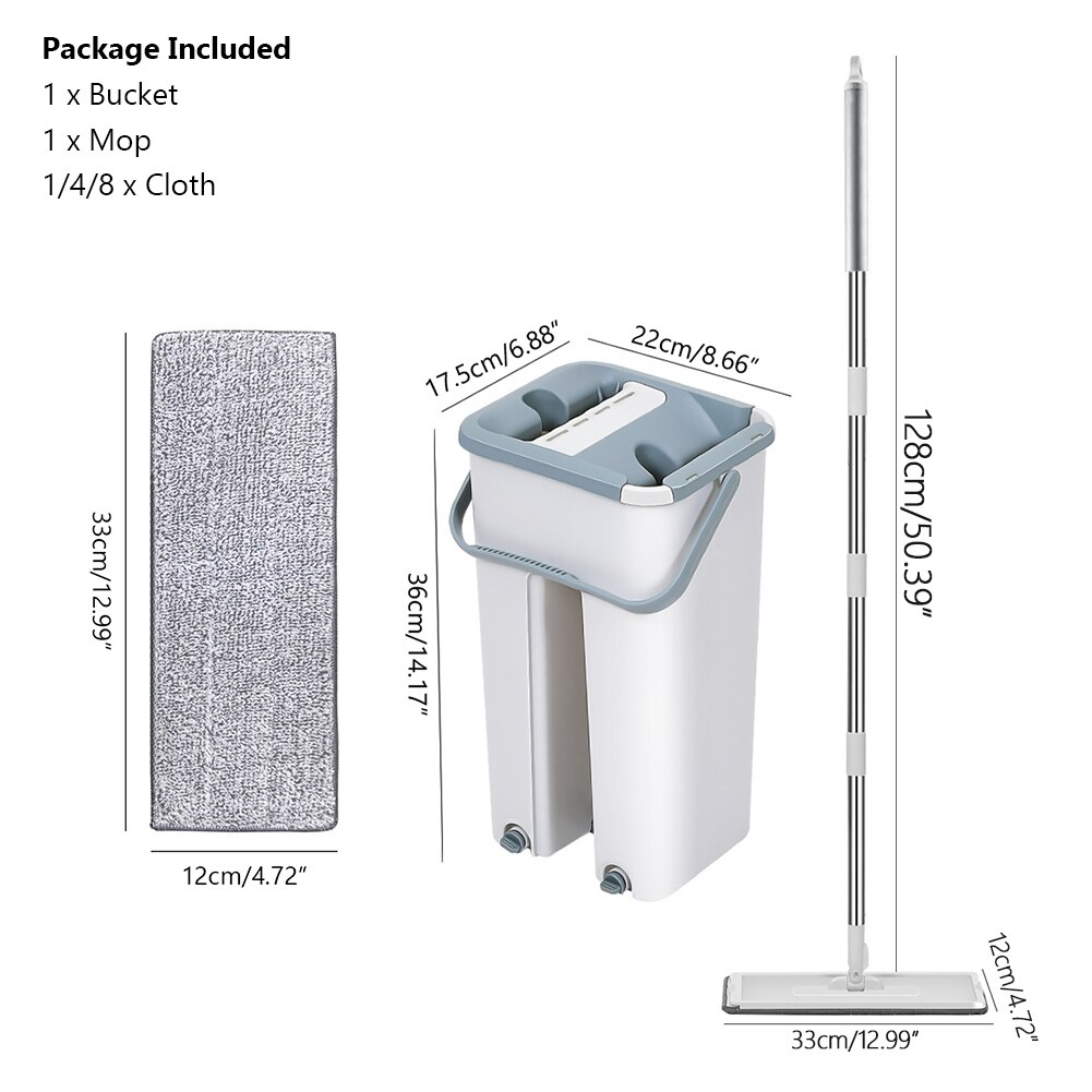 Floor Mop Set Automatic Mop Flat Buckets Avoid Hand Washing Set With Microfiber Pads Wash Cleaning System Floor Squeeze Magic