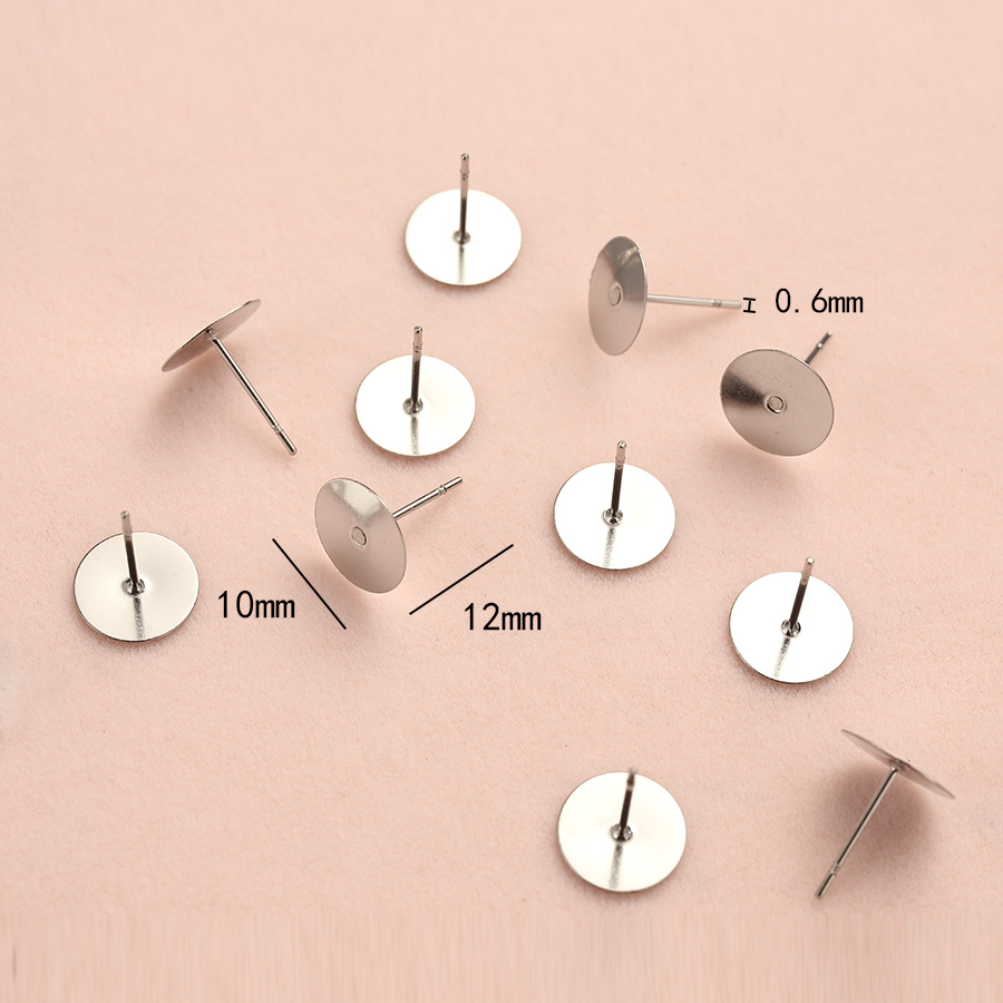 200 stks/partij Hypoallergeen Rvs Oorbellen Studs Blank Base Post Oorspelden Bevindingen Oor Terug Voor Diy Sieraden Maken Onderdelen: Beige