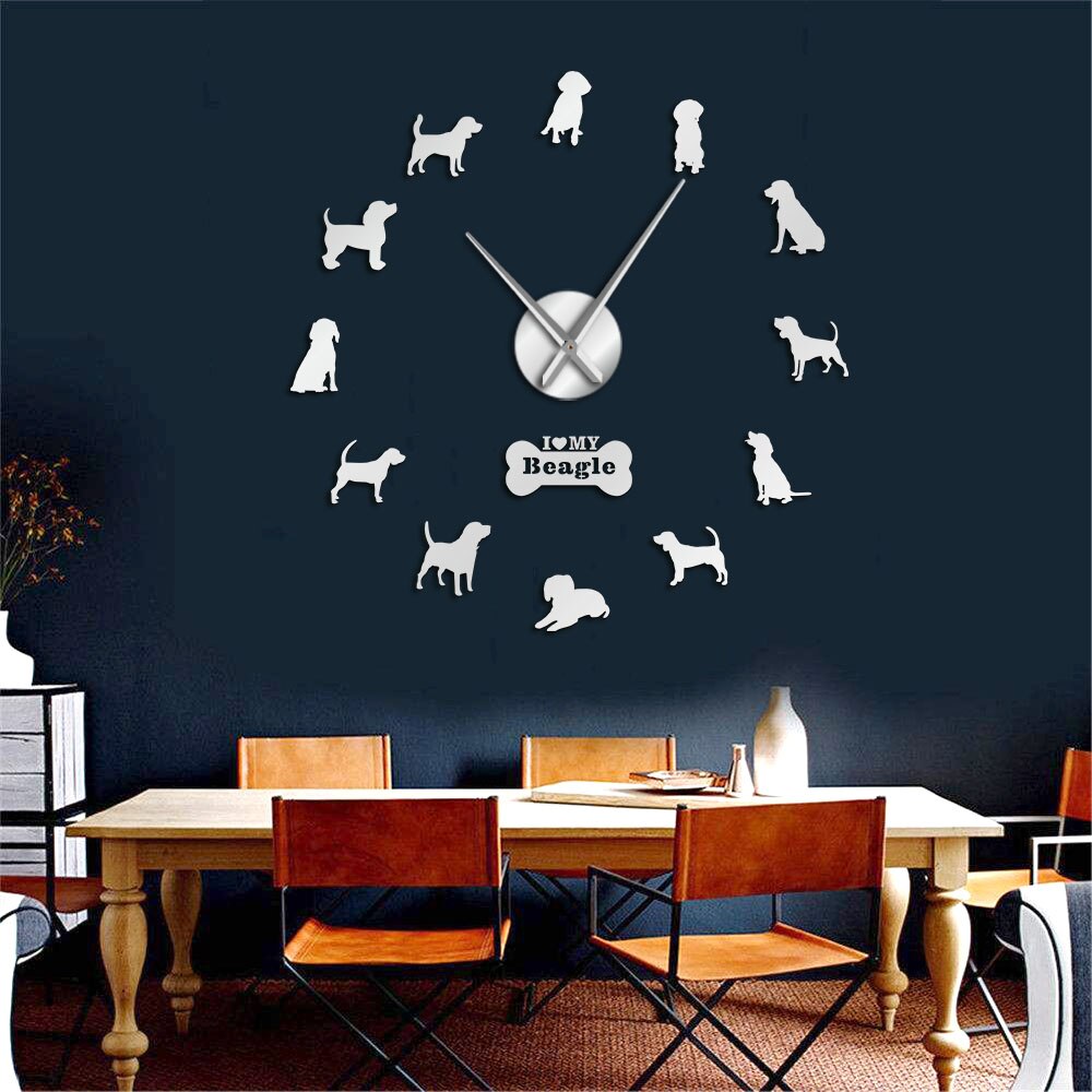 Kleine jachthond engelse beagle diy wanddecoratie gigantische wandklok beagle hond huisdierliefhebbers huisdecoratie moderne wandklok