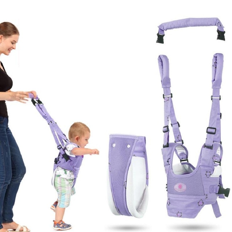 Baby læring gåbælte baby rollator småbørn reb dreng pige sæde gang anti-fald bælte baby dobbelt-brug børn trækreb artefakt: En lilla