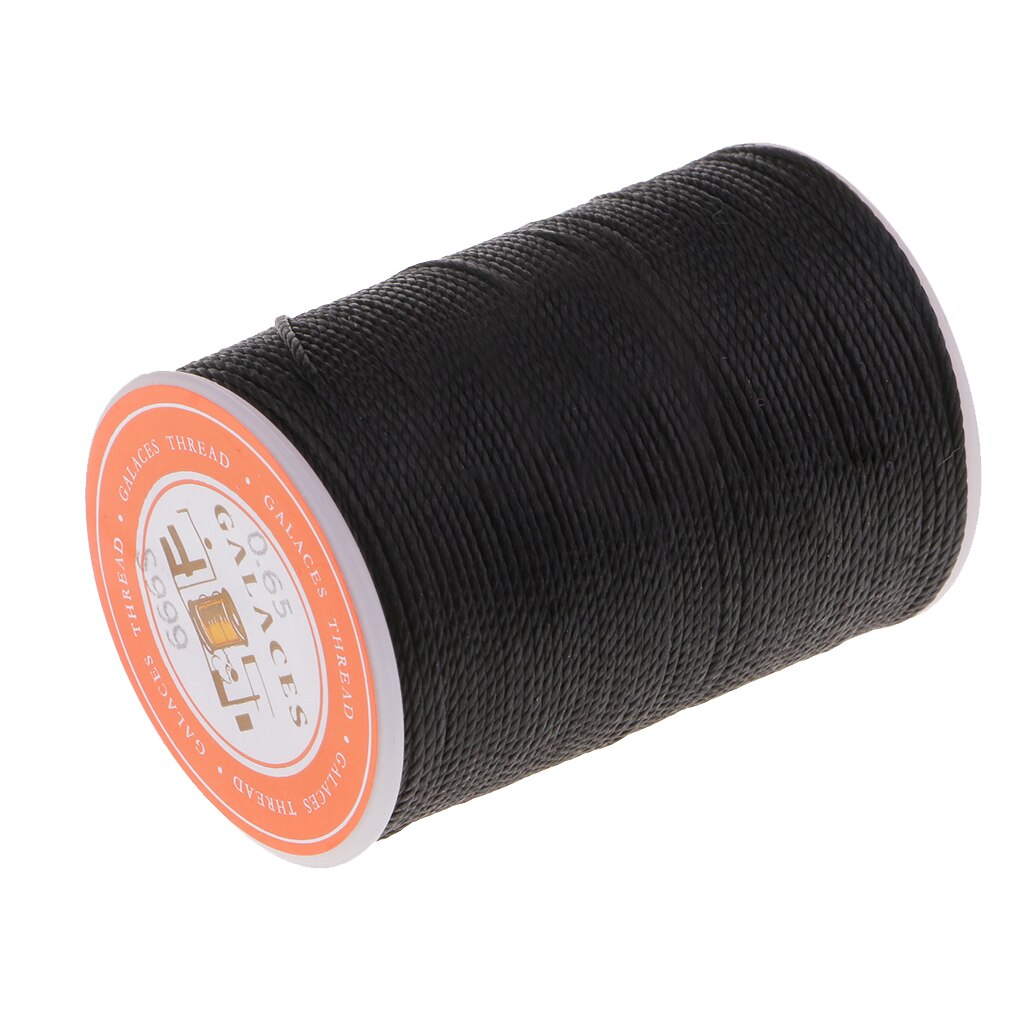Strong Polyester Leather Sewing Waxed Thread For Repair Shoes Clothes 0.65mm: Black