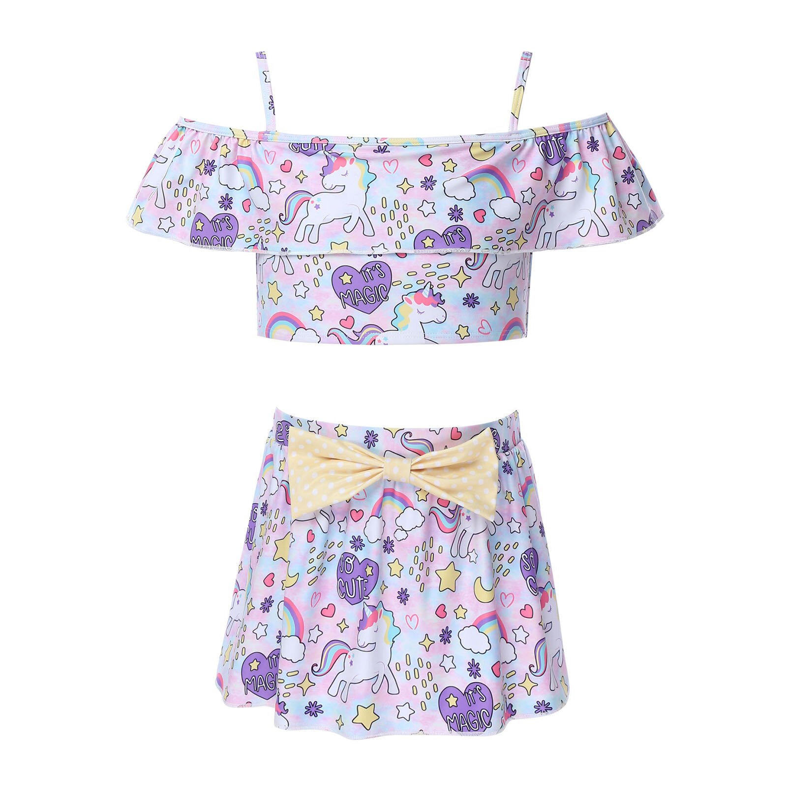 Kids Girls Cartoon Printed Swimsuits Swimwear Bathing Suit 2 Pieces Bikini Sets Kids Swimsuit Children Beachwear Baby Clothing: 14