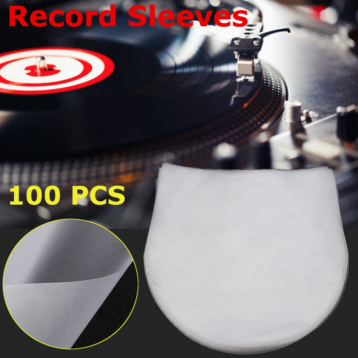 100pcs 10" PE Vinyl Record LP LD Record Plastic Bags Anti-static Record Sleeves Outer Inner Plastic Clear Cover Container