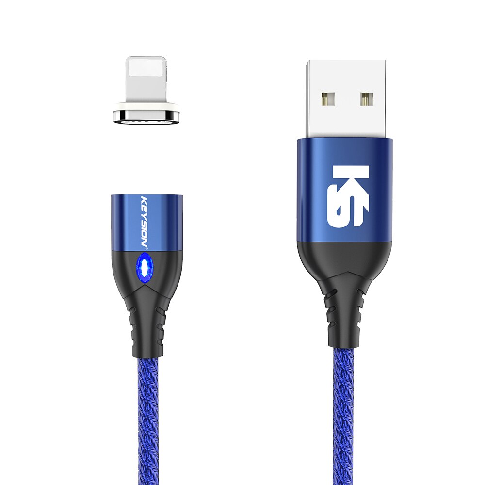 Keysion 3a cabo usb magnético para iphone, micro usb tipo-c, carregamento rápido, micro usb samsung xiaomi: Azul / for iOS