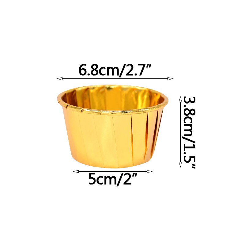50Pcs Gold Silver Cake Paper Liner Kitchen Muffin Egg Tart Wrap Case Wedding Birthday Party Favors Cupcake Cups Baking Tools